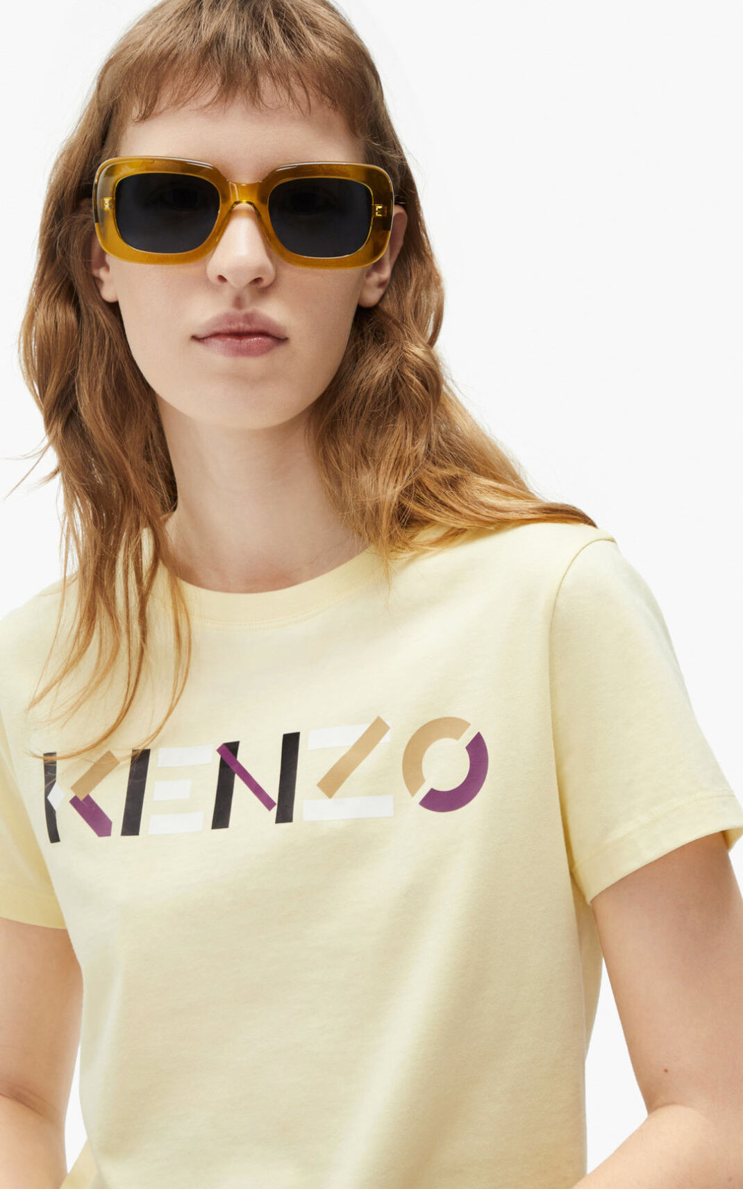 Camiseta Kenzo with multicoloured logo Feminino - Creme | 536ZPQHAR